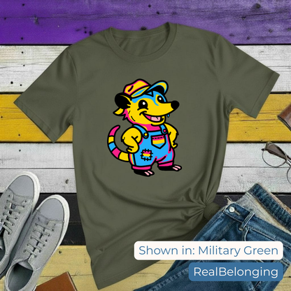 Adorable AF Pansexual Possum Pride T-Shirt | Hillbilly Queer Critter