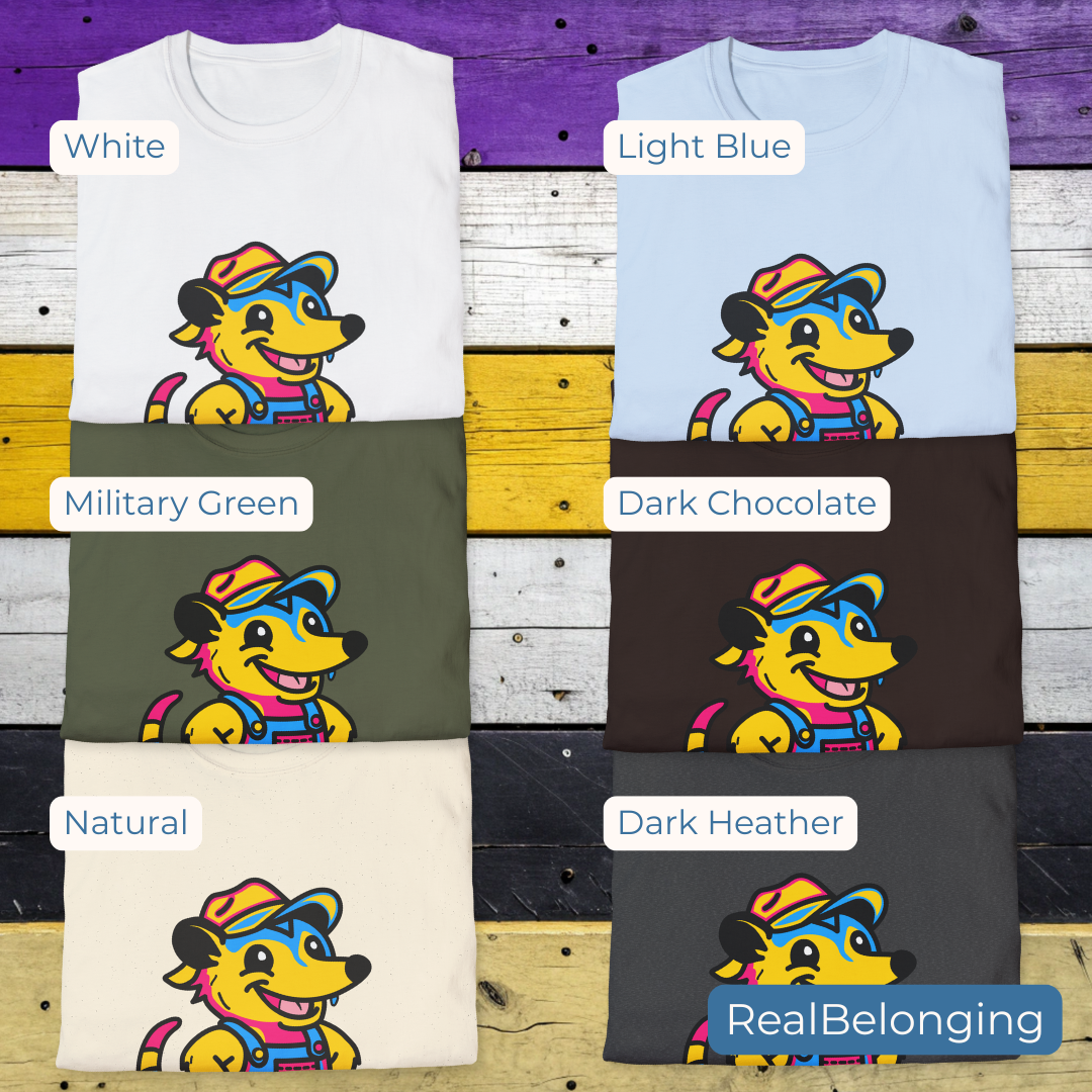 Adorable AF Pansexual Possum Pride T-Shirt | Hillbilly Queer Critter