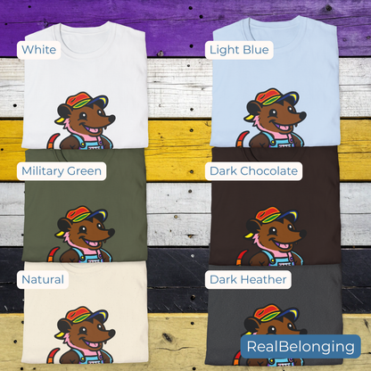 Adorable AF Rainbow Progress Pride Possum T-Shirt | Hillbilly Queer Critter