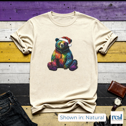 Rainbow Bear Santa Hat T-shirt