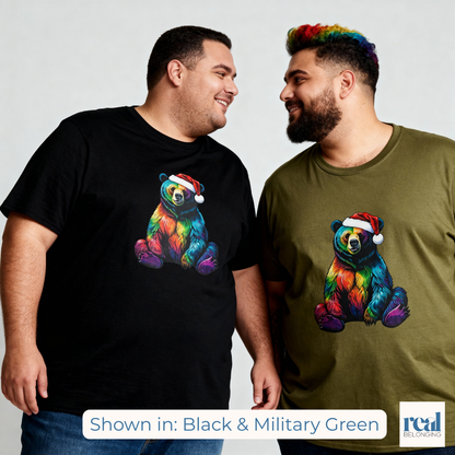 Rainbow Bear Santa Hat T-shirt