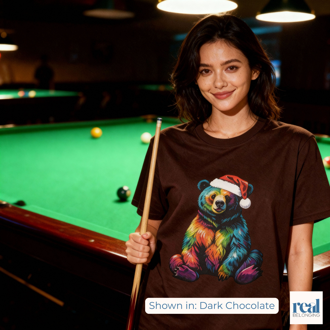 Rainbow Bear Santa Hat T-shirt