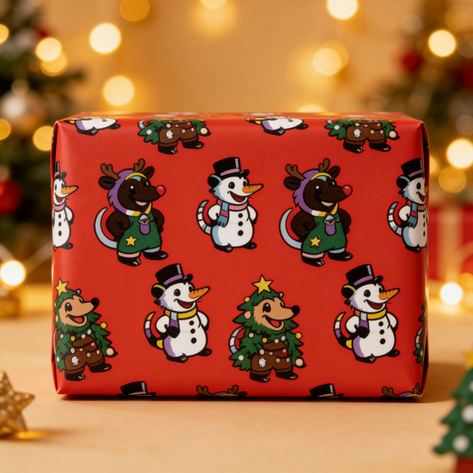 Trans & Nonbinary Critters Winter Gift Wrapping Paper Roll
