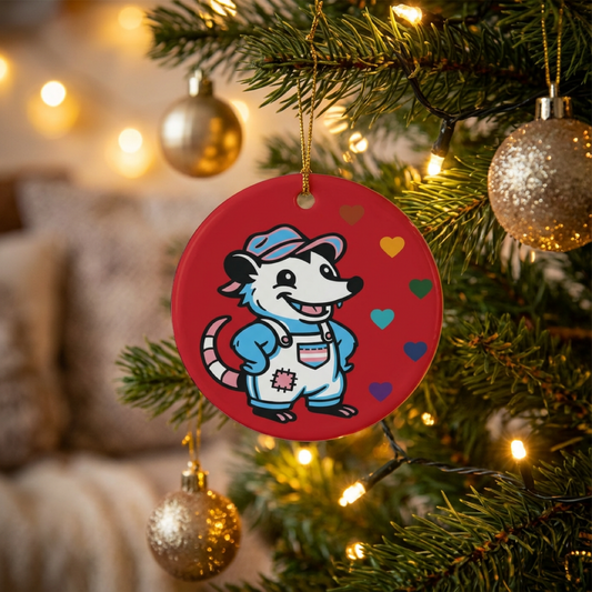 Rainbow Trans Possum Winter Tree Ornament | Adorable AF collection