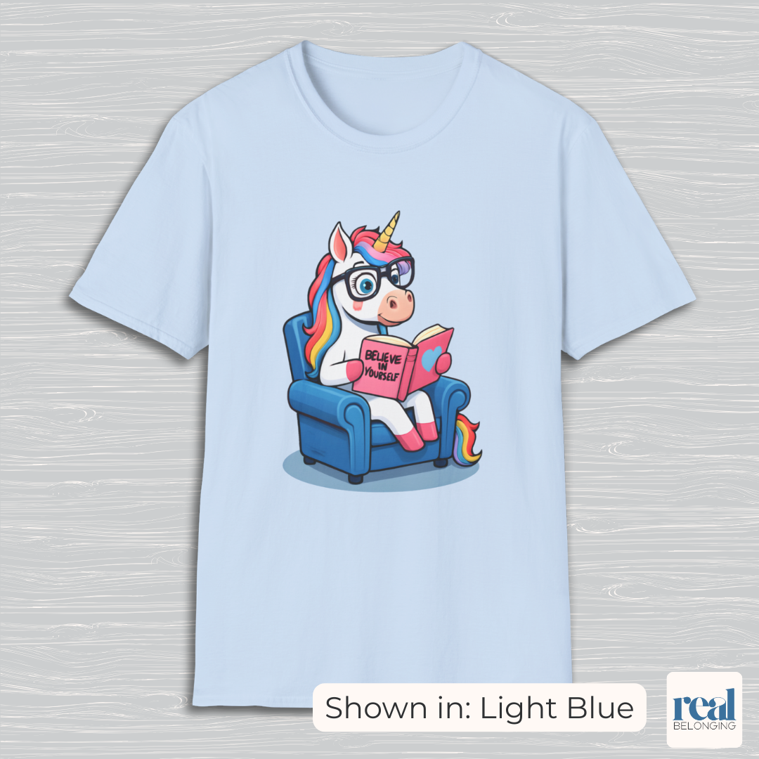 Unicorn Believe in Yourself Reading T-Shirt