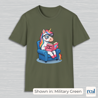 Unicorn Believe in Yourself Reading T-Shirt
