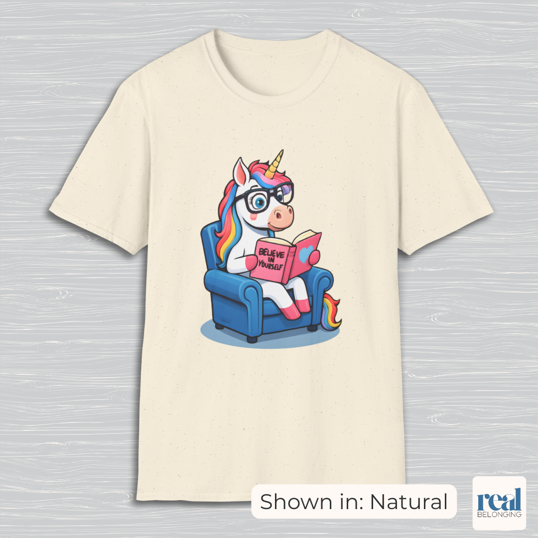 Unicorn Believe in Yourself Reading T-Shirt
