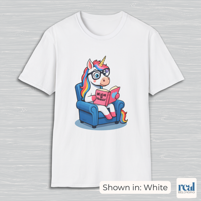 Unicorn Believe in Yourself Reading T-Shirt