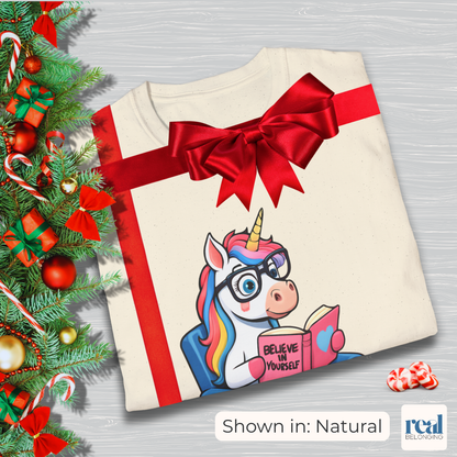 Unicorn Believe in Yourself Reading T-Shirt