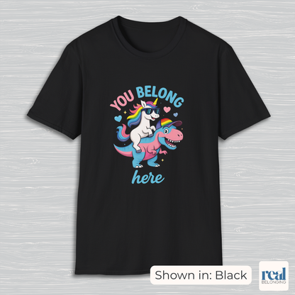 You Belong Here | Queer Unicorn & T-Rex T-shirt