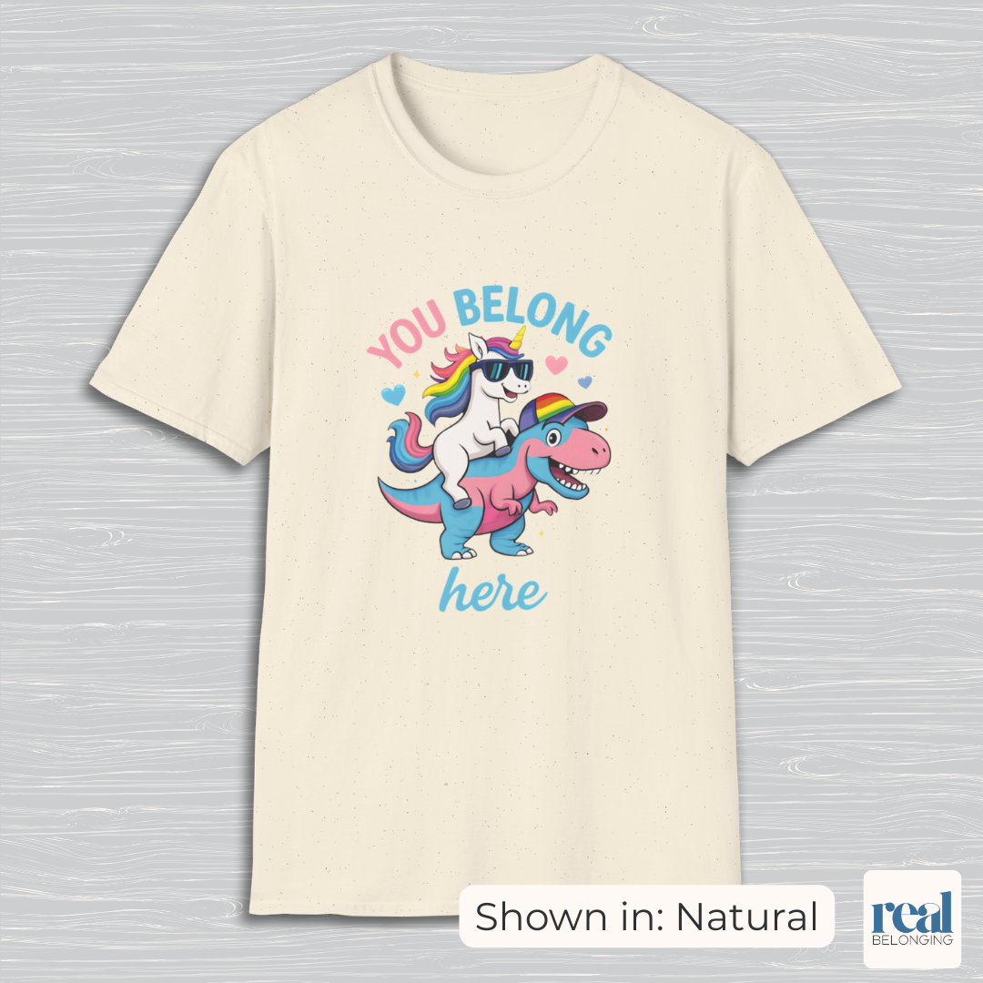 You Belong Here | Queer Unicorn & T-Rex T-shirt