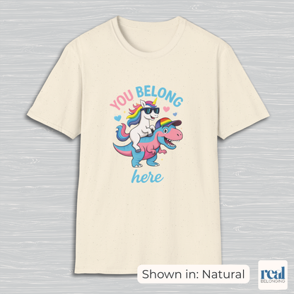 You Belong Here | Queer Unicorn & T-Rex T-shirt