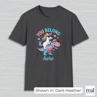 You Belong Here | Queer Unicorn & T-Rex T-shirt