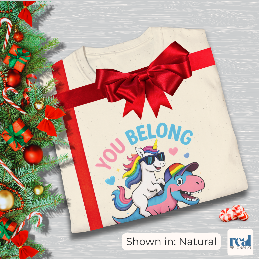 You Belong Here | Queer Unicorn & T-Rex T-shirt