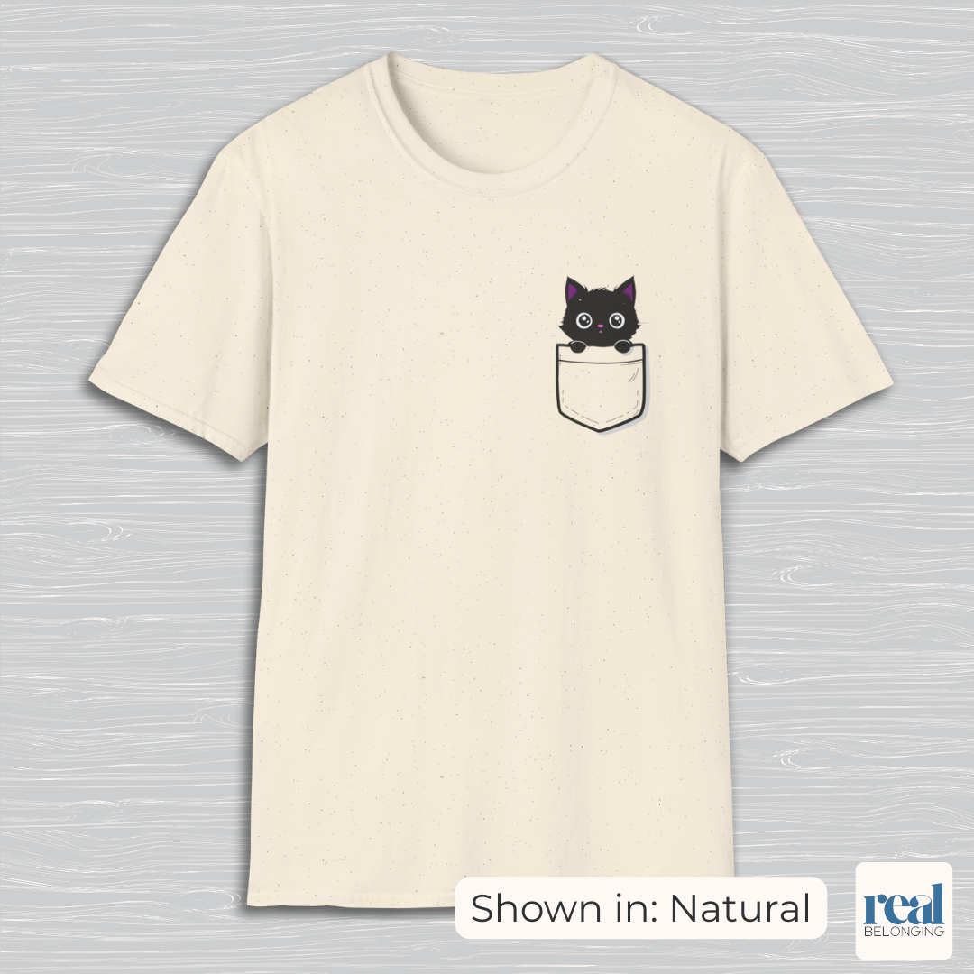 Black Cat Pocket Kitty T-shirt