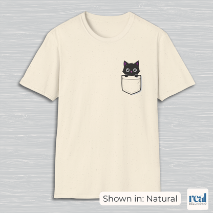 Black Cat Pocket Kitty T-shirt