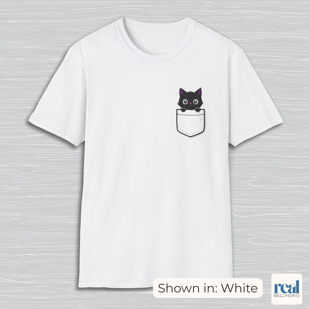 Black Cat Pocket Kitty T-shirt