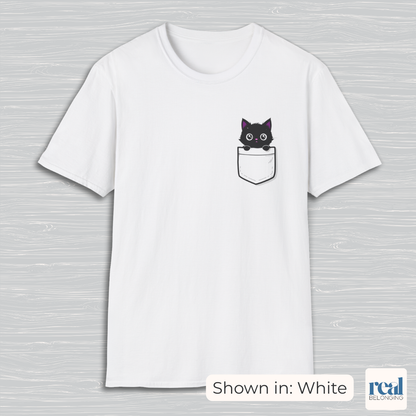 Black Cat Pocket Kitty T-shirt