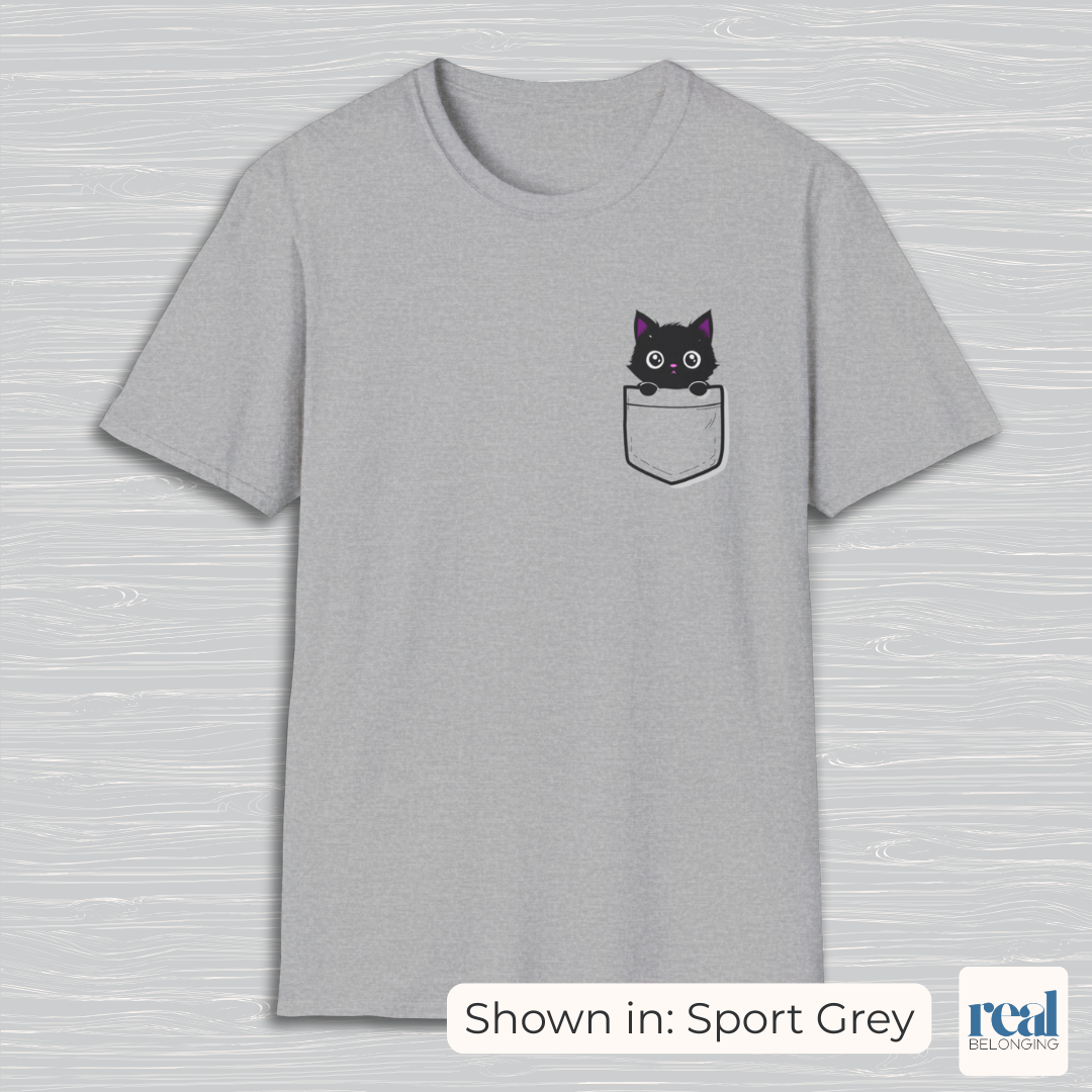 Black Cat Pocket Kitty T-shirt