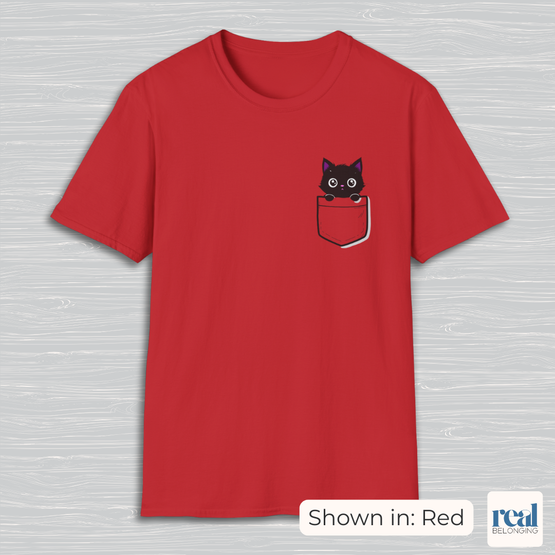 Black Cat Pocket Kitty T-shirt