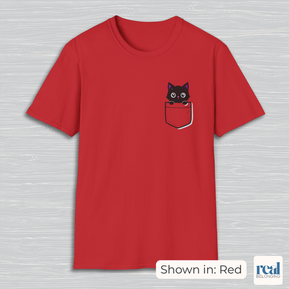 Black Cat Pocket Kitty T-shirt