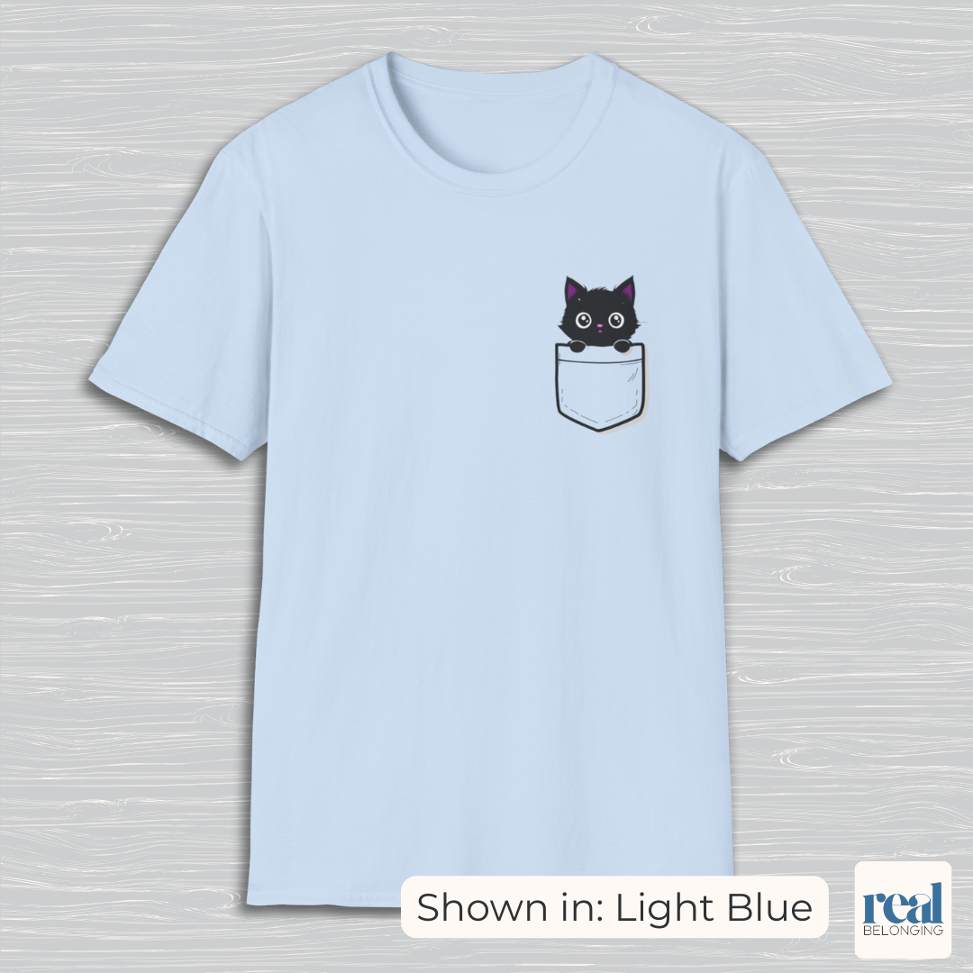 Black Cat Pocket Kitty T-shirt