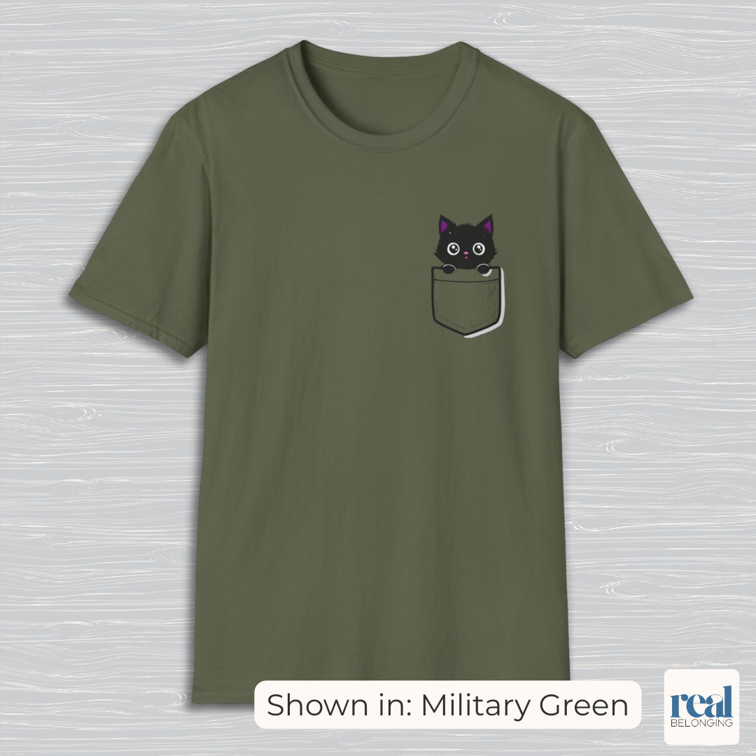 Black Cat Pocket Kitty T-shirt