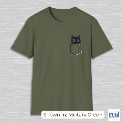 Black Cat Pocket Kitty T-shirt