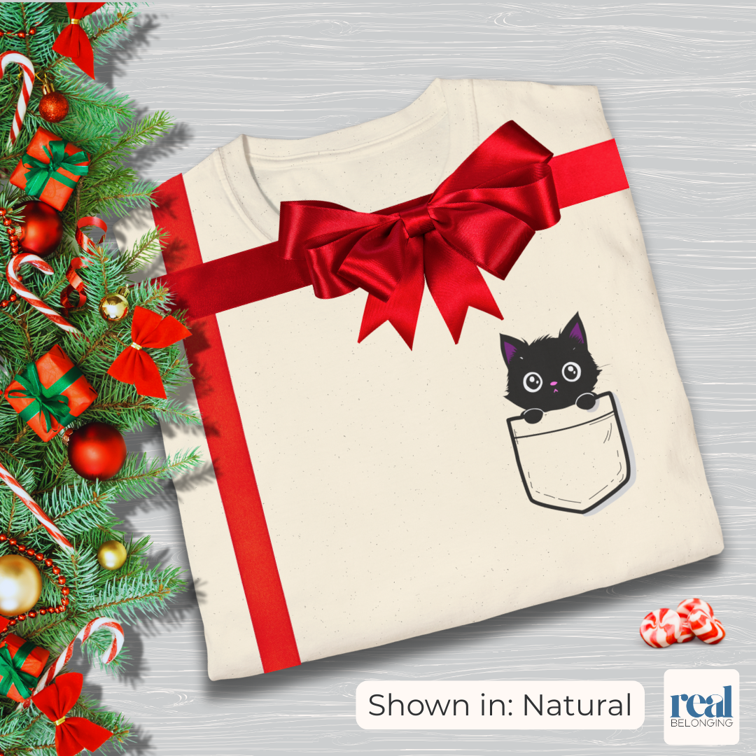 Black Cat Pocket Kitty T-shirt