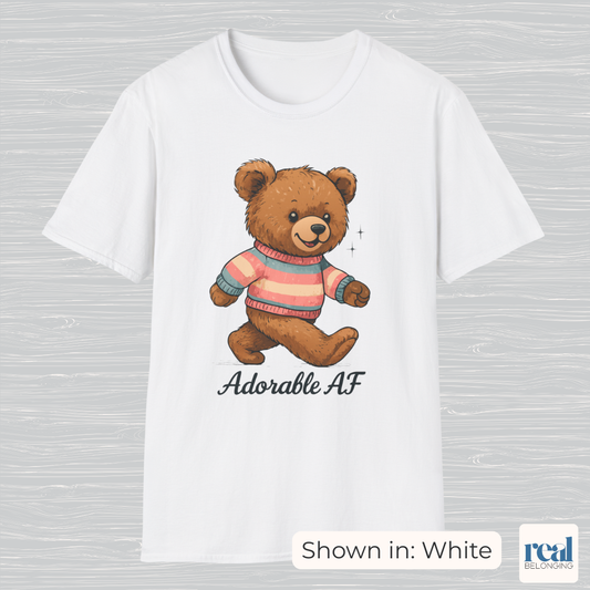 Adorable AF Teddy Bear in Blue & Pink Sweater T-shirt