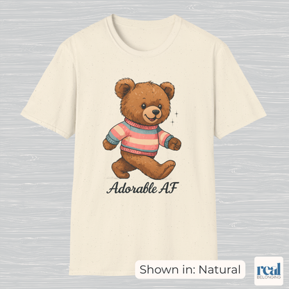 Adorable AF Teddy Bear in Blue & Pink Sweater T-shirt