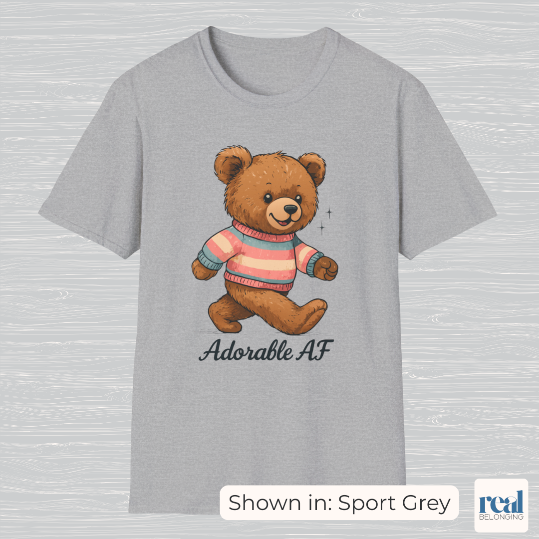 Adorable AF Teddy Bear in Blue & Pink Sweater T-shirt