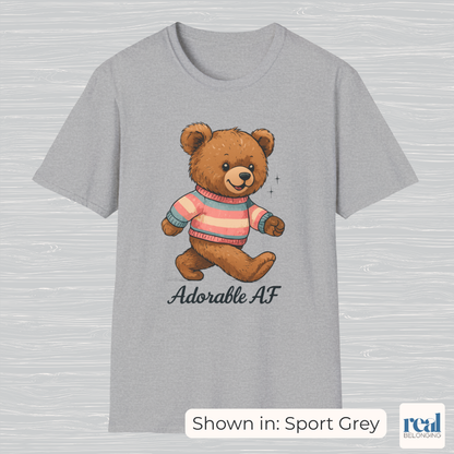 Adorable AF Teddy Bear in Blue & Pink Sweater T-shirt
