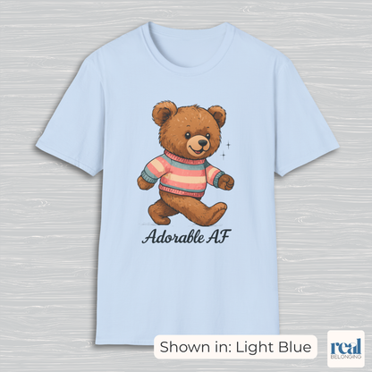 Adorable AF Teddy Bear in Blue & Pink Sweater T-shirt