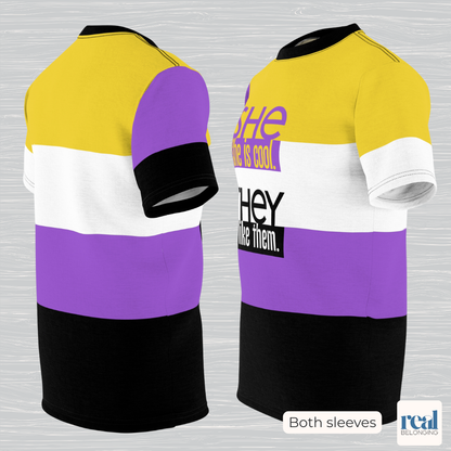 SHE/THEY — All-Over Print Non-Binary Pride Shirt