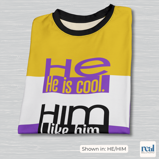 HE/HIM — All-Over Print Non-Binary Pride Shirt
