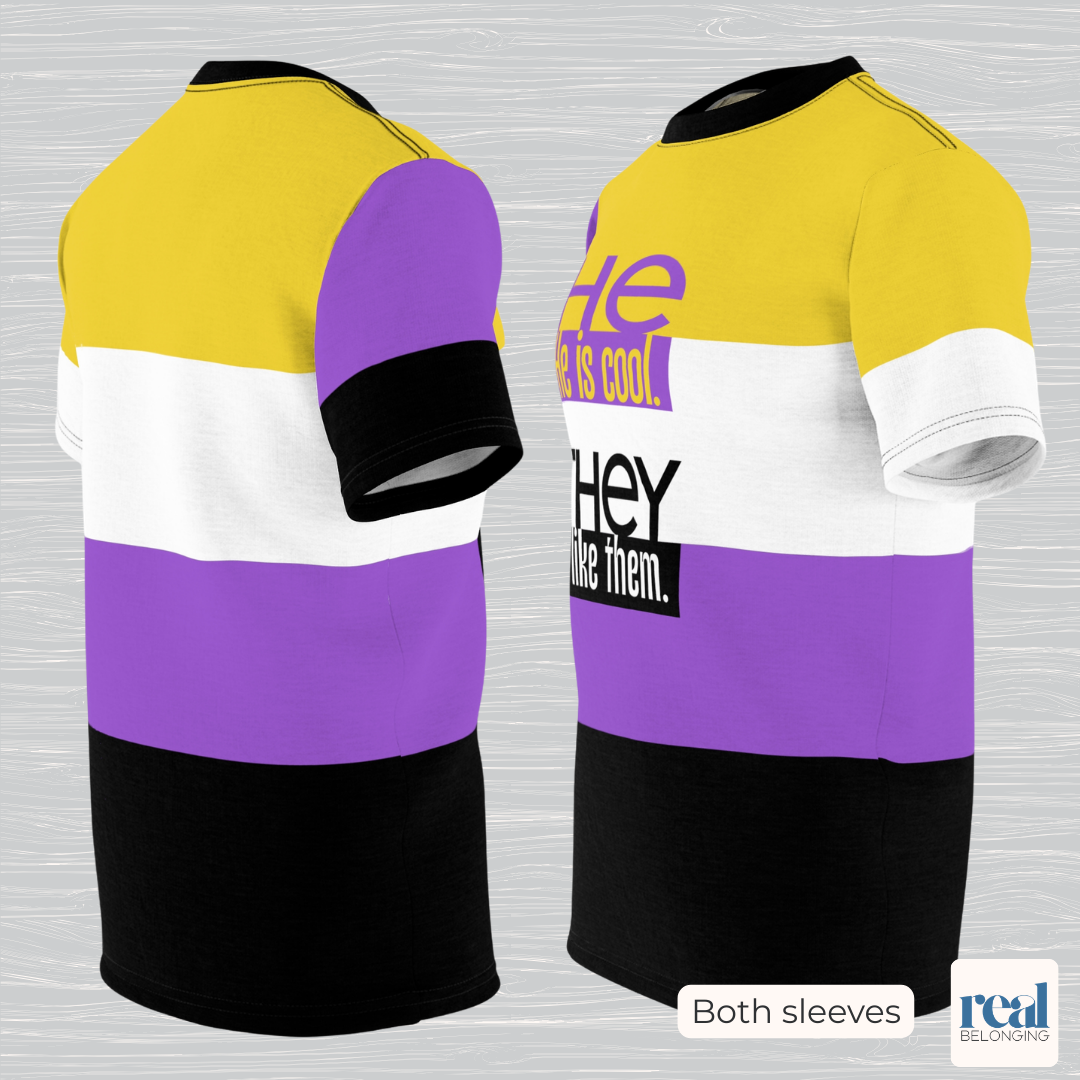 HE/THEY — All-Over Print Non-Binary Pride Shirt
