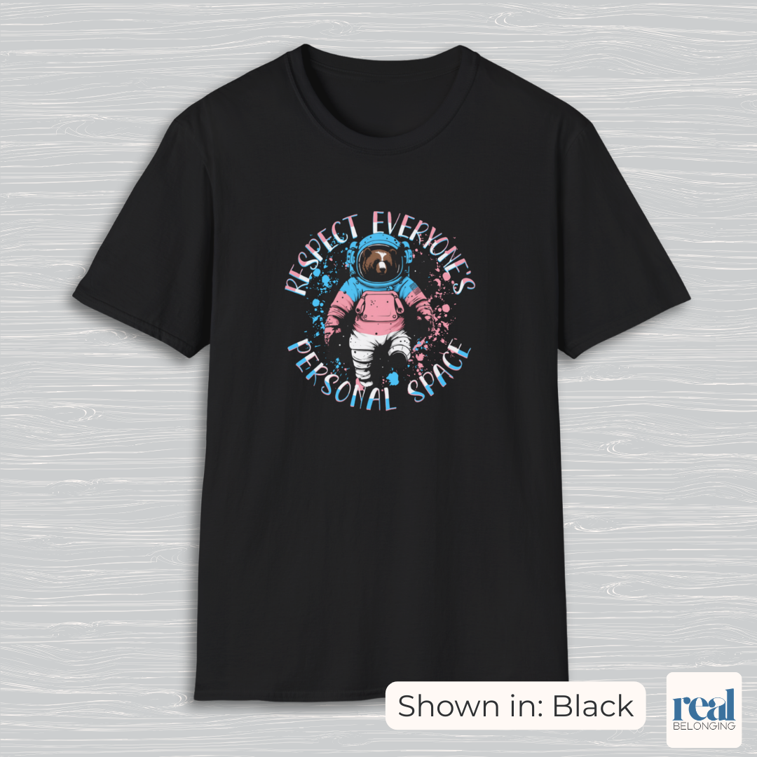 Respect Everyone’s Personal Space Trans Pride Astronaut Bear Shirt