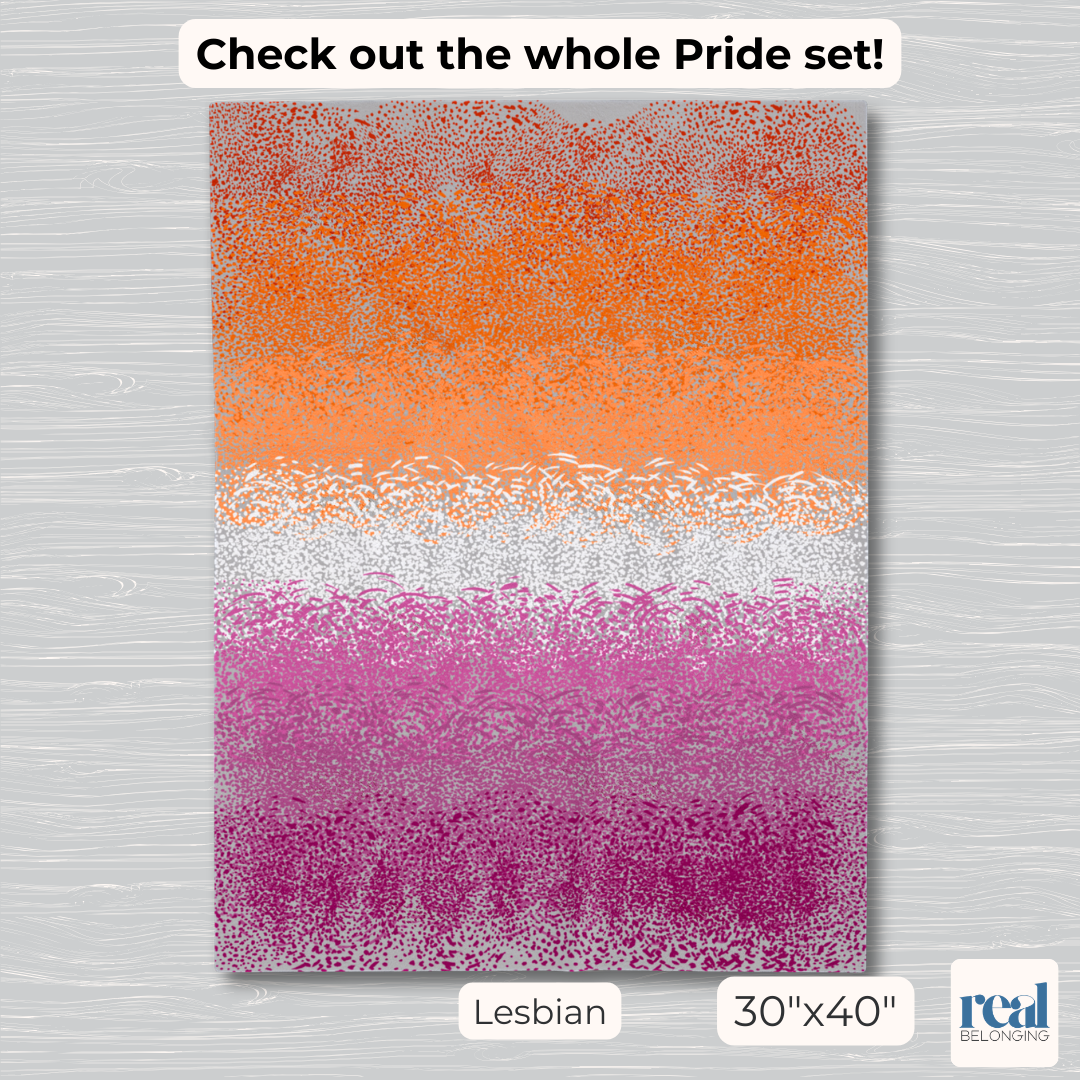 Lesbian pride flag with gradient colors on a textured background