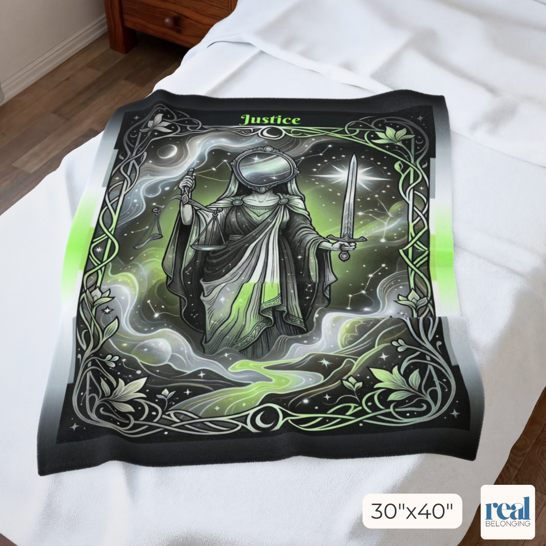 Justice Agender Pride Tarot Blanket | Velveteen Plush