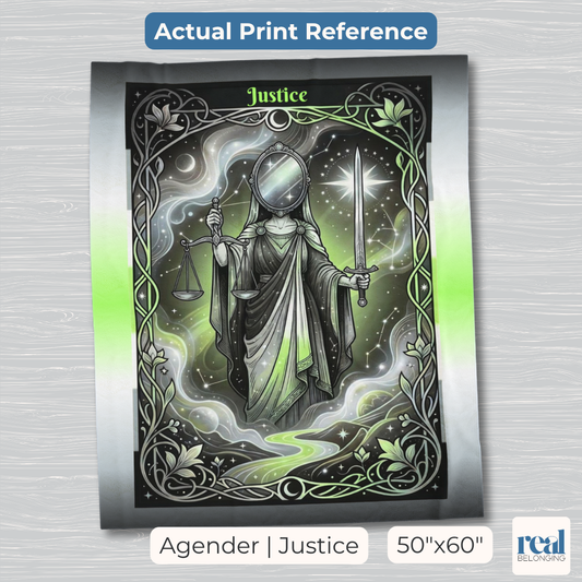 Justice Agender Pride Tarot Blanket | Velveteen Plush