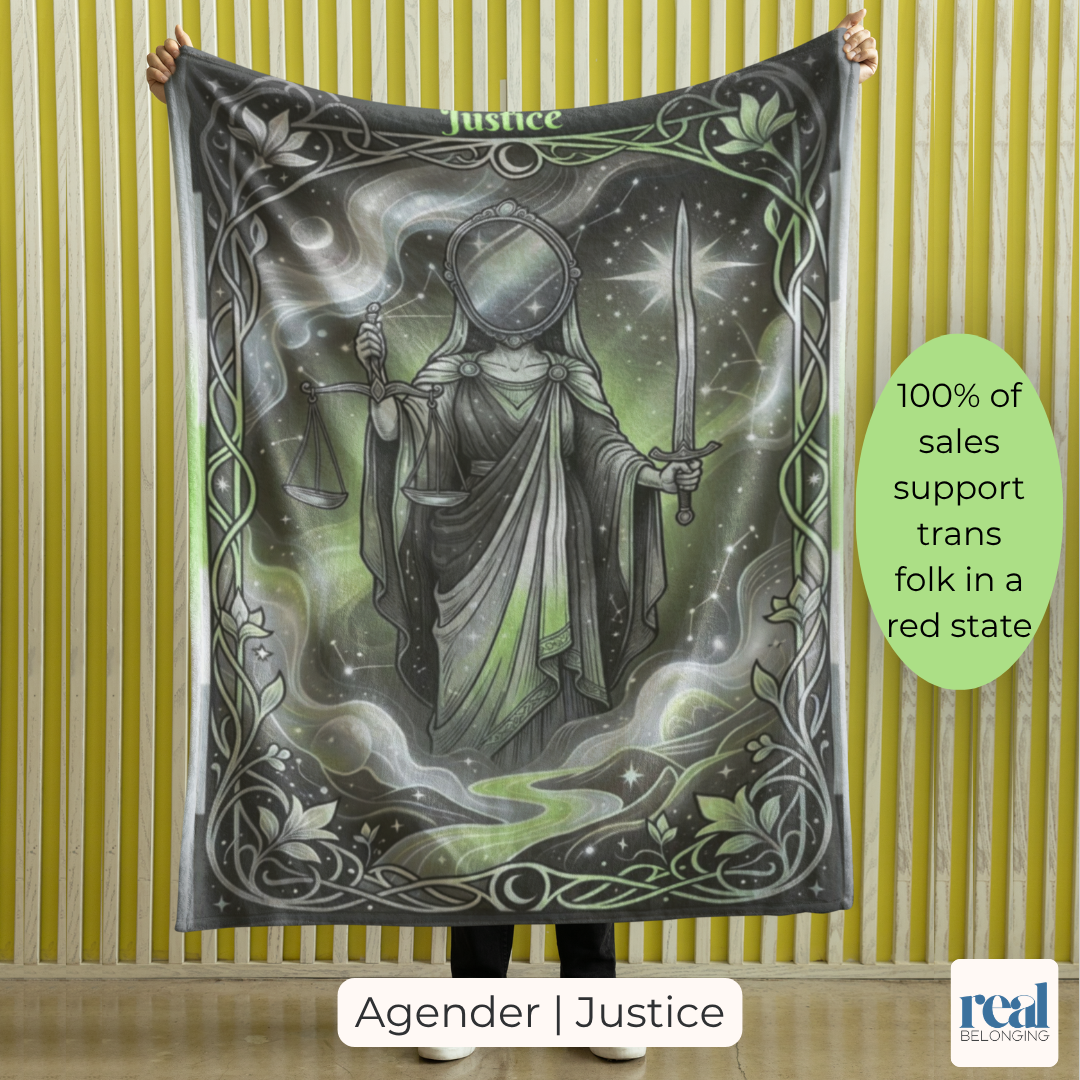 Justice Agender Pride Tarot Blanket | Velveteen Plush