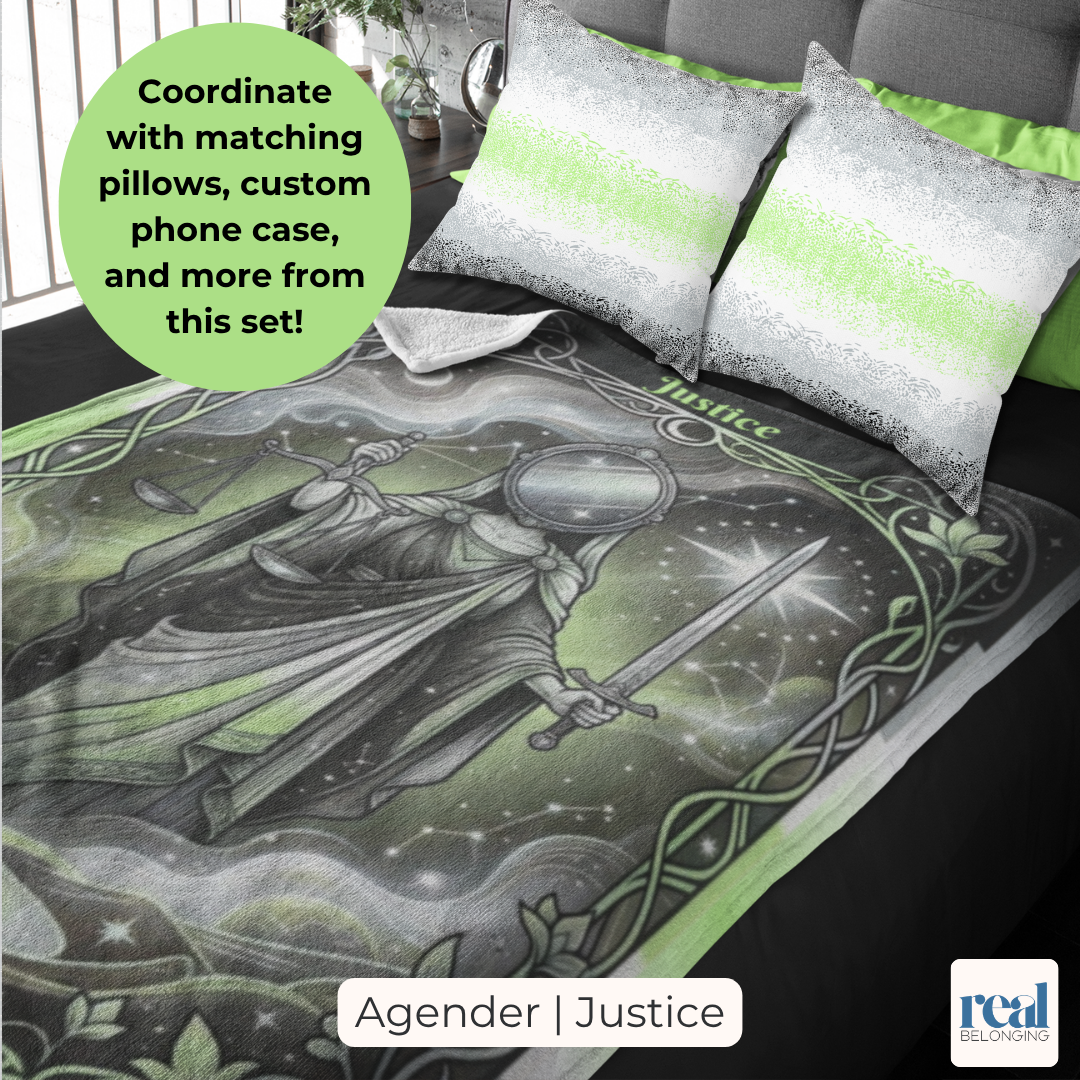 Justice Agender Pride Tarot Blanket | Velveteen Plush