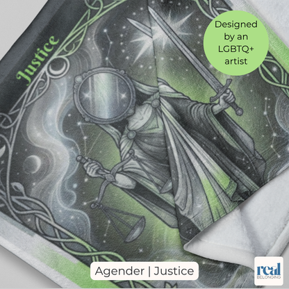 Justice Agender Pride Tarot Blanket | Velveteen Plush