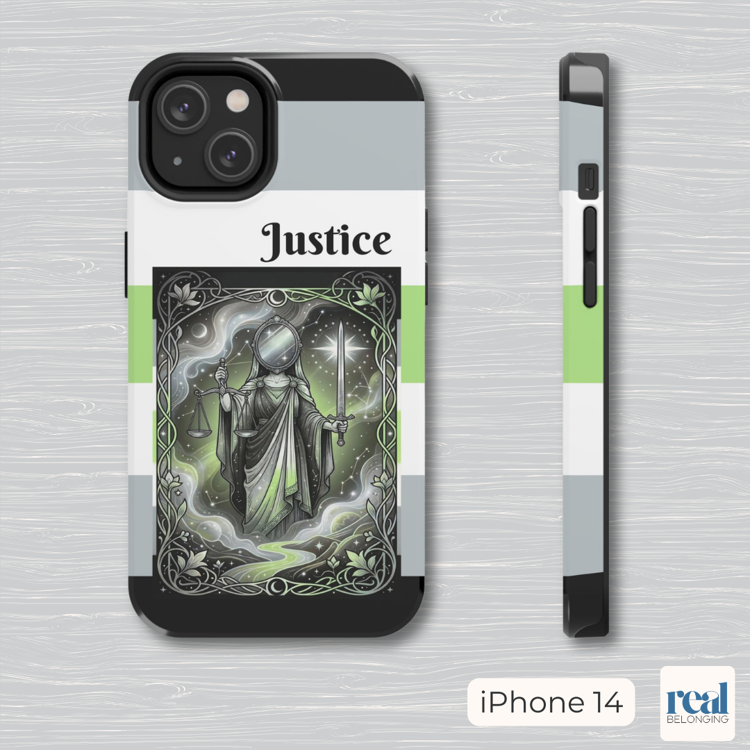 Justice Agender Tarot Phone Case | LGBTQ+ Pride Major Arcana