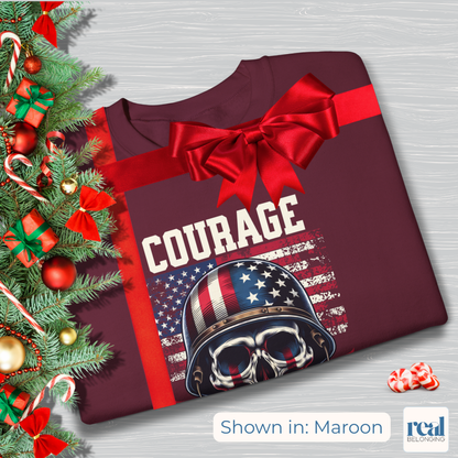 Courage Without Education Is Death USA Flag Skull Sweatshirt