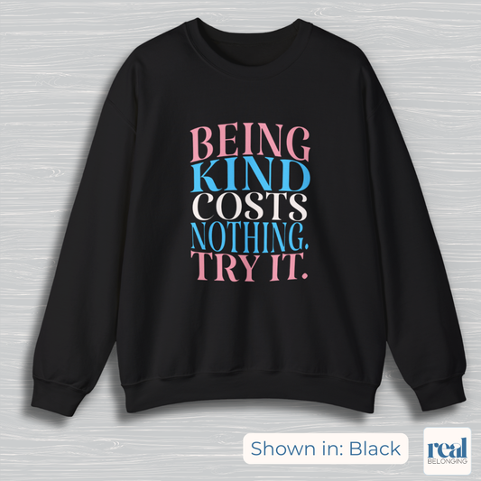 Being Kind Costs Nothing. Try It. Sweatshirt
