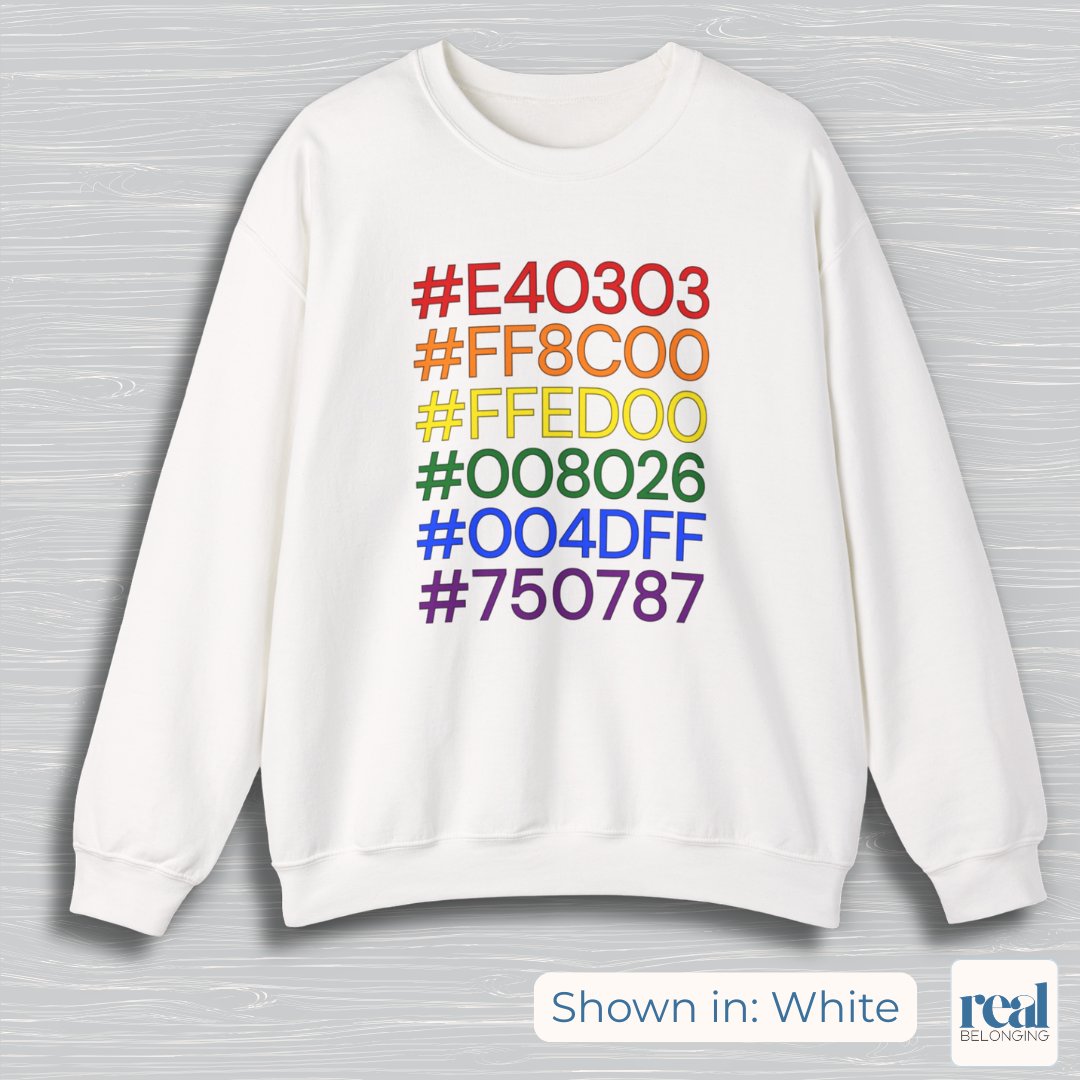 Rainbow Pride Hex Codes For Designers & Creatives | Inclusive Professionals Sweatshirt