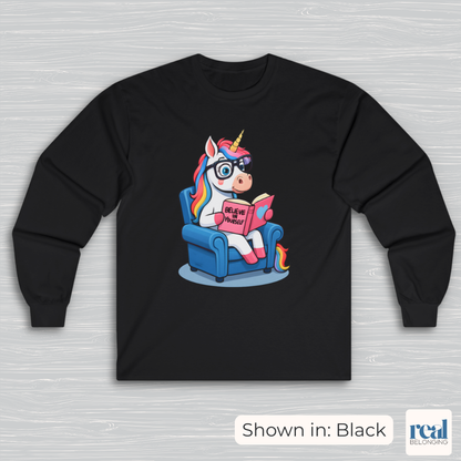 Unicorn Believe in Yourself Reading Long Sleeve Shirt