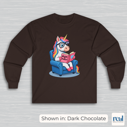 Unicorn Believe in Yourself Reading Long Sleeve Shirt